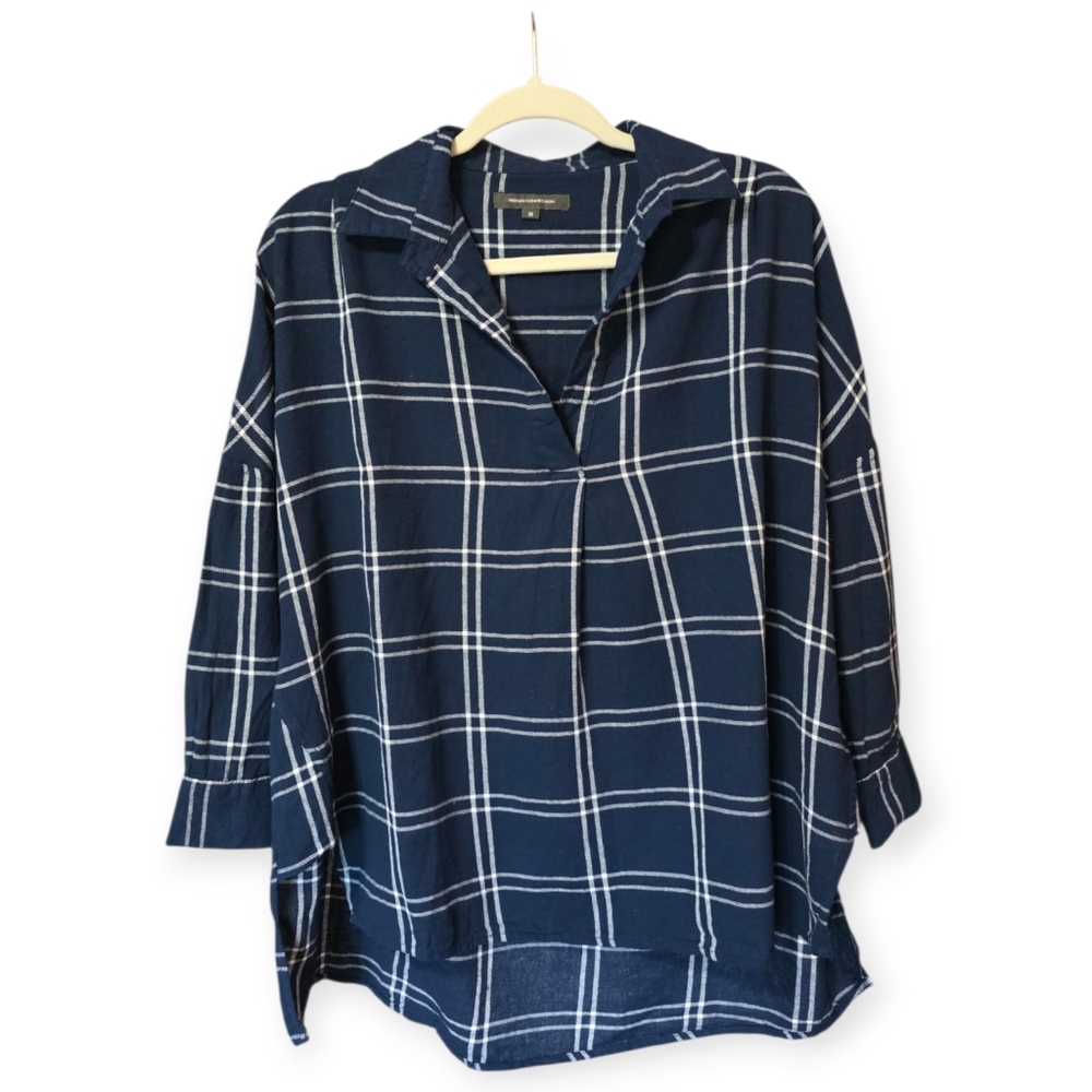Plaid Top French Connection Womens Pull Over Check Flannel Medium
